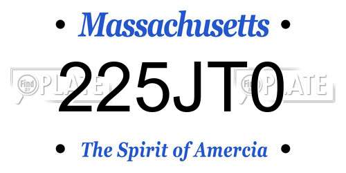 225JT0 Massachusetts License Plate