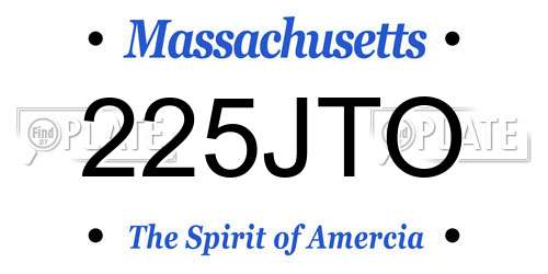225JTO Massachusetts License Plate