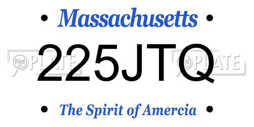 225JTQ Massachusetts License Plate