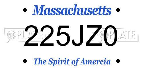 225JZ0 Massachusetts License Plate