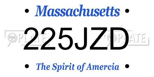 225JZD Massachusetts License Plate