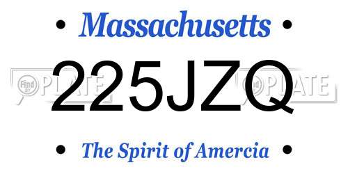 225JZQ Massachusetts License Plate