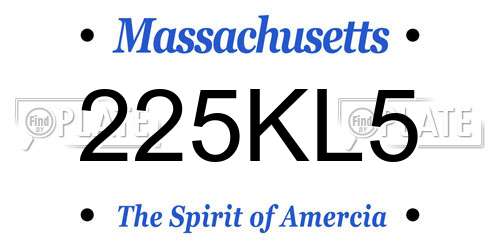 225KL5 Massachusetts License Plate