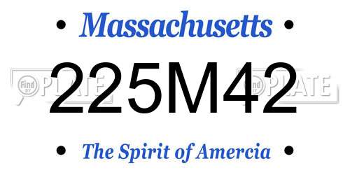 225M42 Massachusetts License Plate