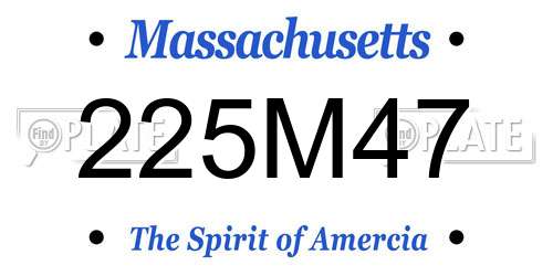 225M47 Massachusetts License Plate