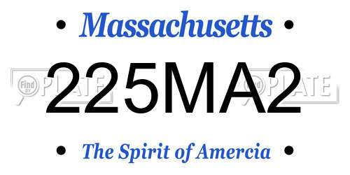 225MA2 Massachusetts License Plate