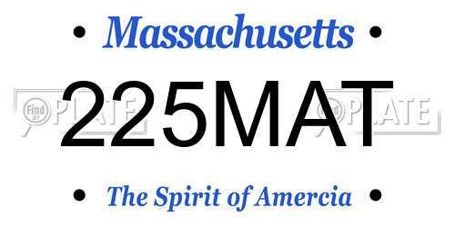 225MAT Massachusetts License Plate