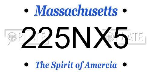 225NX5 Massachusetts License Plate
