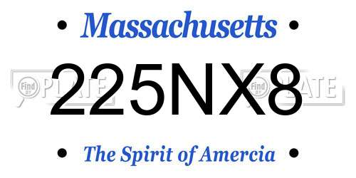 225NX8 Massachusetts License Plate