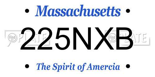 225NXB Massachusetts License Plate
