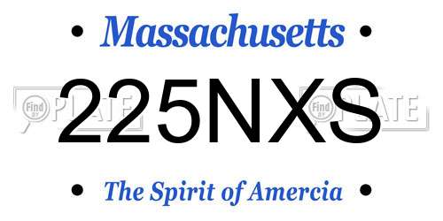 225NXS Massachusetts License Plate