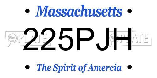225PJH Massachusetts License Plate
