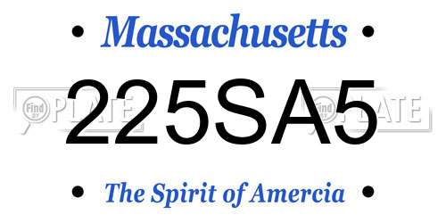 225SA5 Massachusetts License Plate