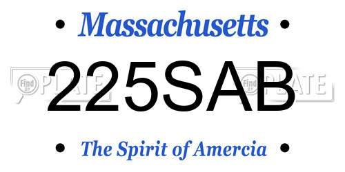 225SAB Massachusetts License Plate