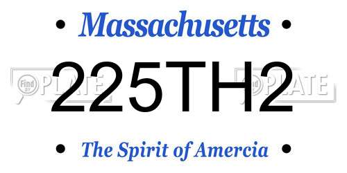 225TH2 Massachusetts License Plate