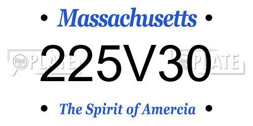 225V30 Massachusetts License Plate