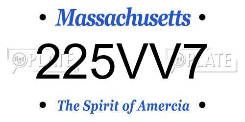 225VV7 Massachusetts License Plate