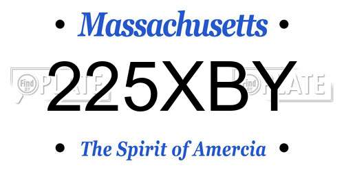225XBY Massachusetts License Plate