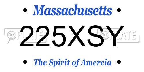 225XSY Massachusetts License Plate