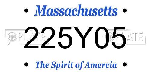 225Y05 Massachusetts License Plate