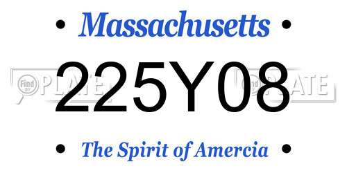 225Y08 Massachusetts License Plate
