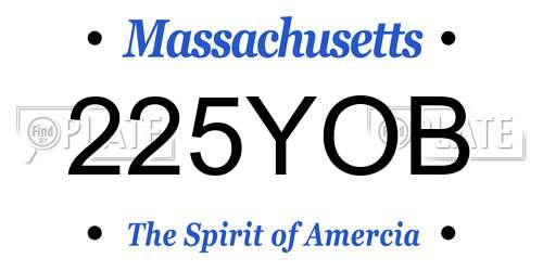 225YOB Massachusetts License Plate