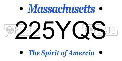 225YQS Massachusetts License Plate