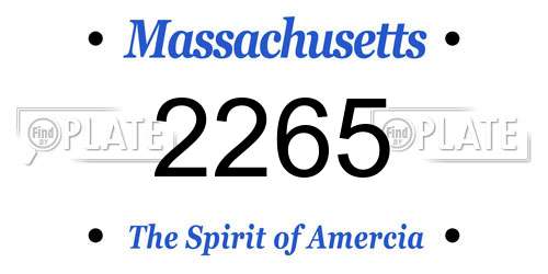 2265 Massachusetts License Plate