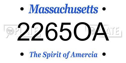 2265OA Massachusetts License Plate