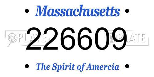 226609 Massachusetts License Plate