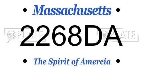 2268DA Massachusetts License Plate