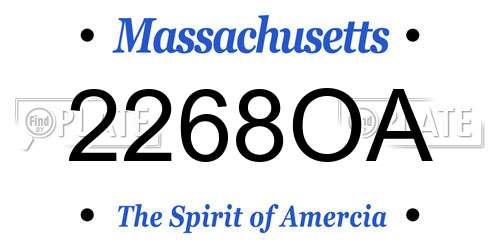 2268OA Massachusetts License Plate
