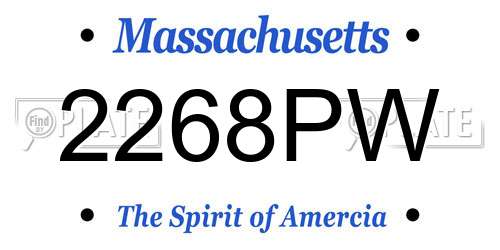2268PW Massachusetts License Plate