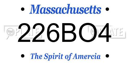 226BO4 Massachusetts License Plate