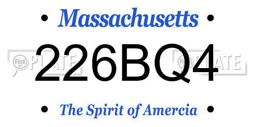 226BQ4 Massachusetts License Plate