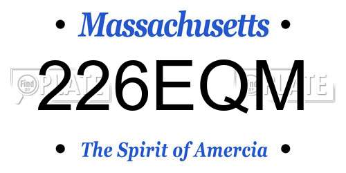 226EQM Massachusetts License Plate