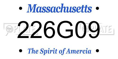 226G09 Massachusetts License Plate