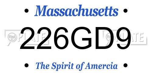 226GD9 Massachusetts License Plate
