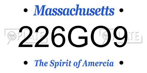 226GO9 Massachusetts License Plate