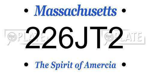 226JT2 Massachusetts License Plate