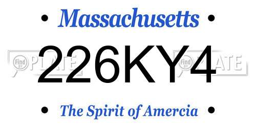 226KY4 Massachusetts License Plate