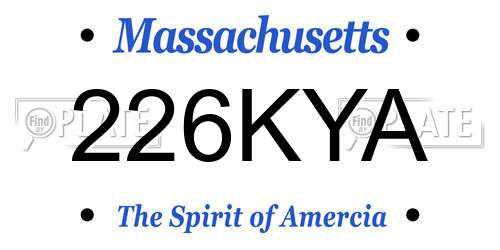 226KYA Massachusetts License Plate