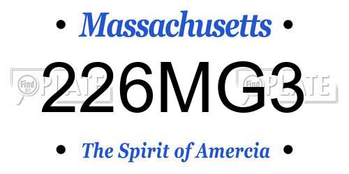 226MG3 Massachusetts License Plate