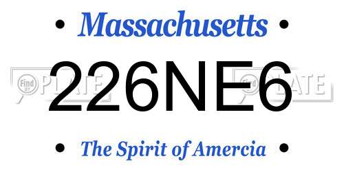 226NE6 Massachusetts License Plate
