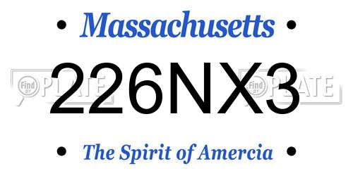 226NX3 Massachusetts License Plate