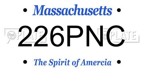 226PNC Massachusetts License Plate