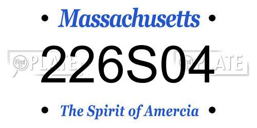 226S04 Massachusetts License Plate
