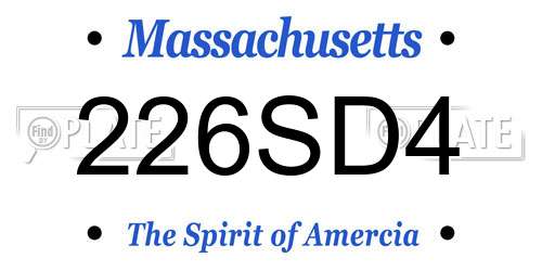 226SD4 Massachusetts License Plate