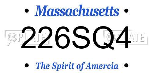 226SQ4 Massachusetts License Plate