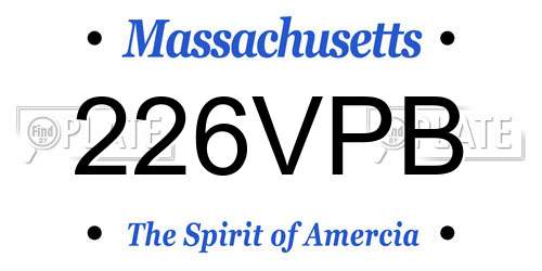 226VPB Massachusetts License Plate